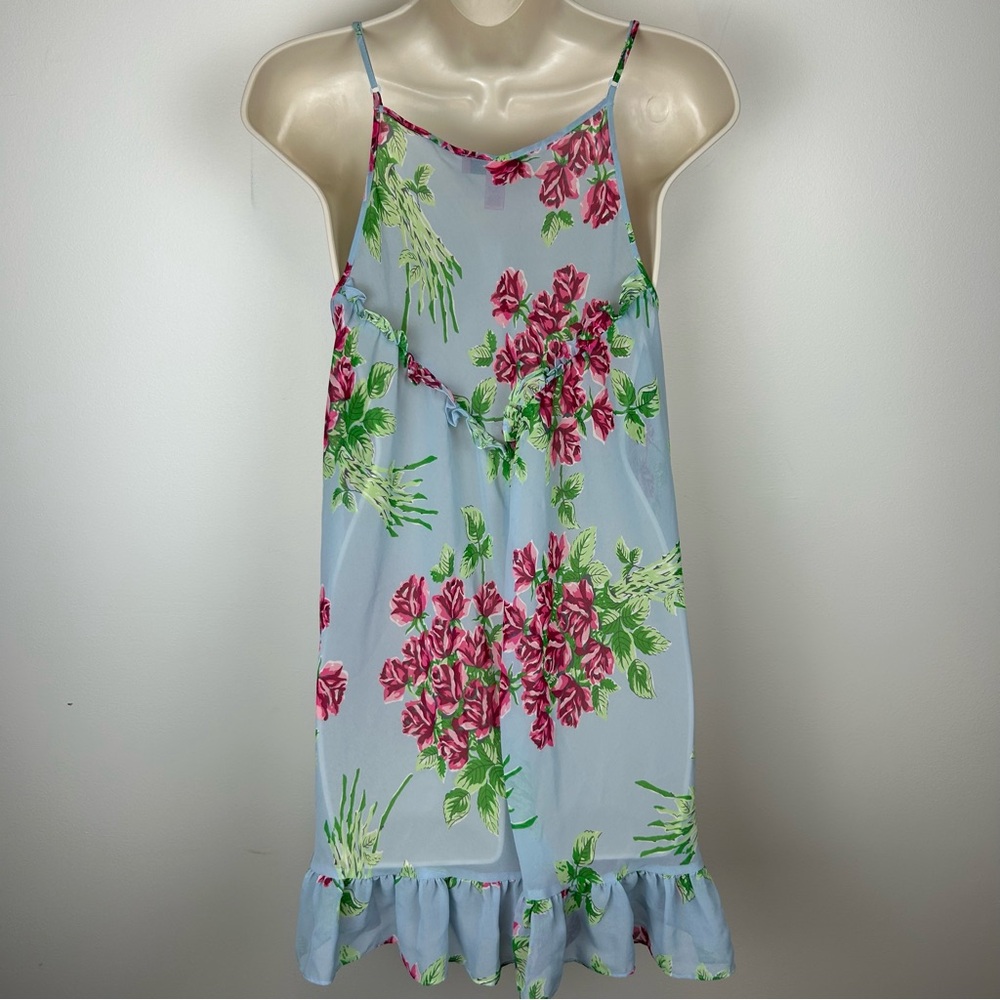 Betsey Johnson Intimates Floral Gown/Slip Dress sz L Romantic Coquette Boho - Picture 5 of 9